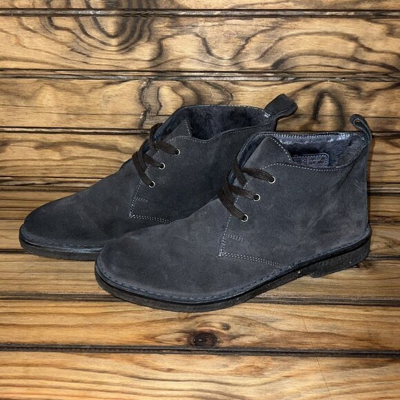 Vince Grey Suede Chukka Boots Womens Size 8.5 Leather Ankle Lined Made in Italy - Picture 3 of 9